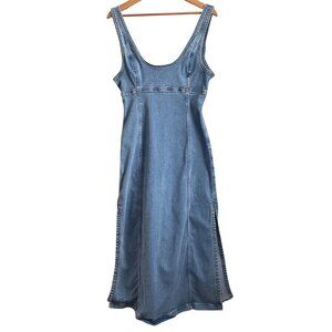 American Eagle Womens Y2K Denim Midi Dress Size 10 Blue Empire Coquette Coastal